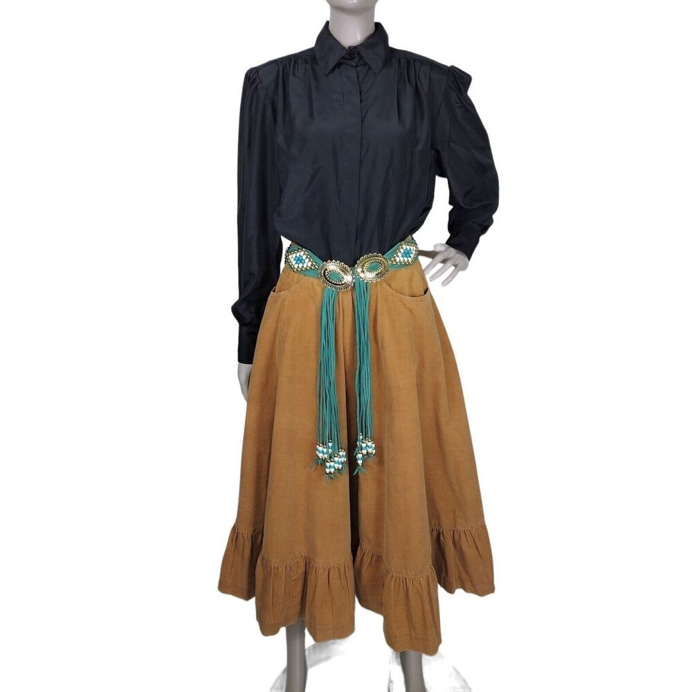 Vintage 80s Black High Puffed Pleated Shoulder Balloon Sleeve Button-Down Blouse